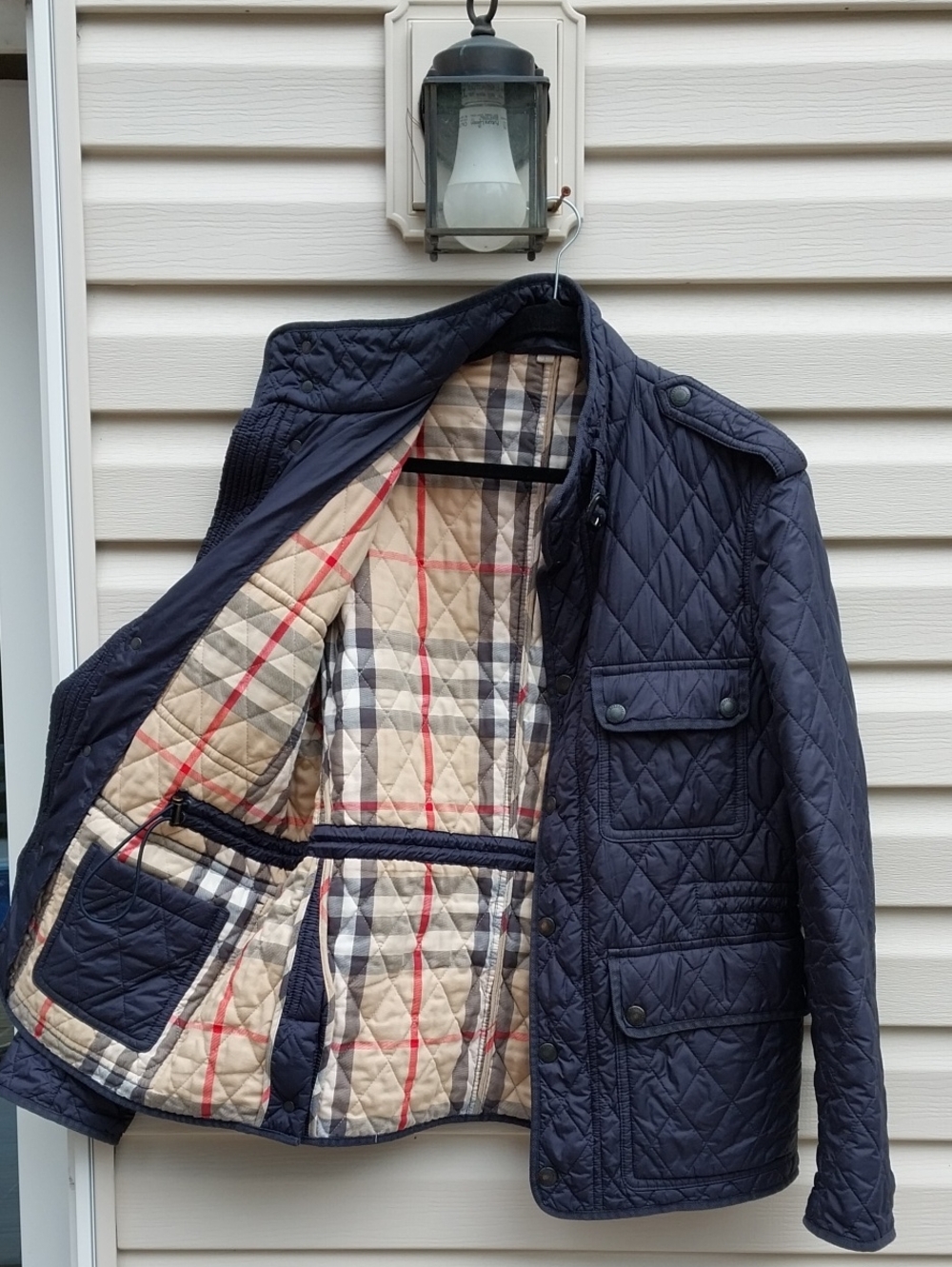 Burberry Navy Quilted Field Jacket with Signature Check Lining